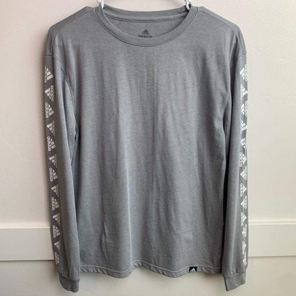 Adidas Gray Climalite Logo Repeat Long Sleeve Shirt